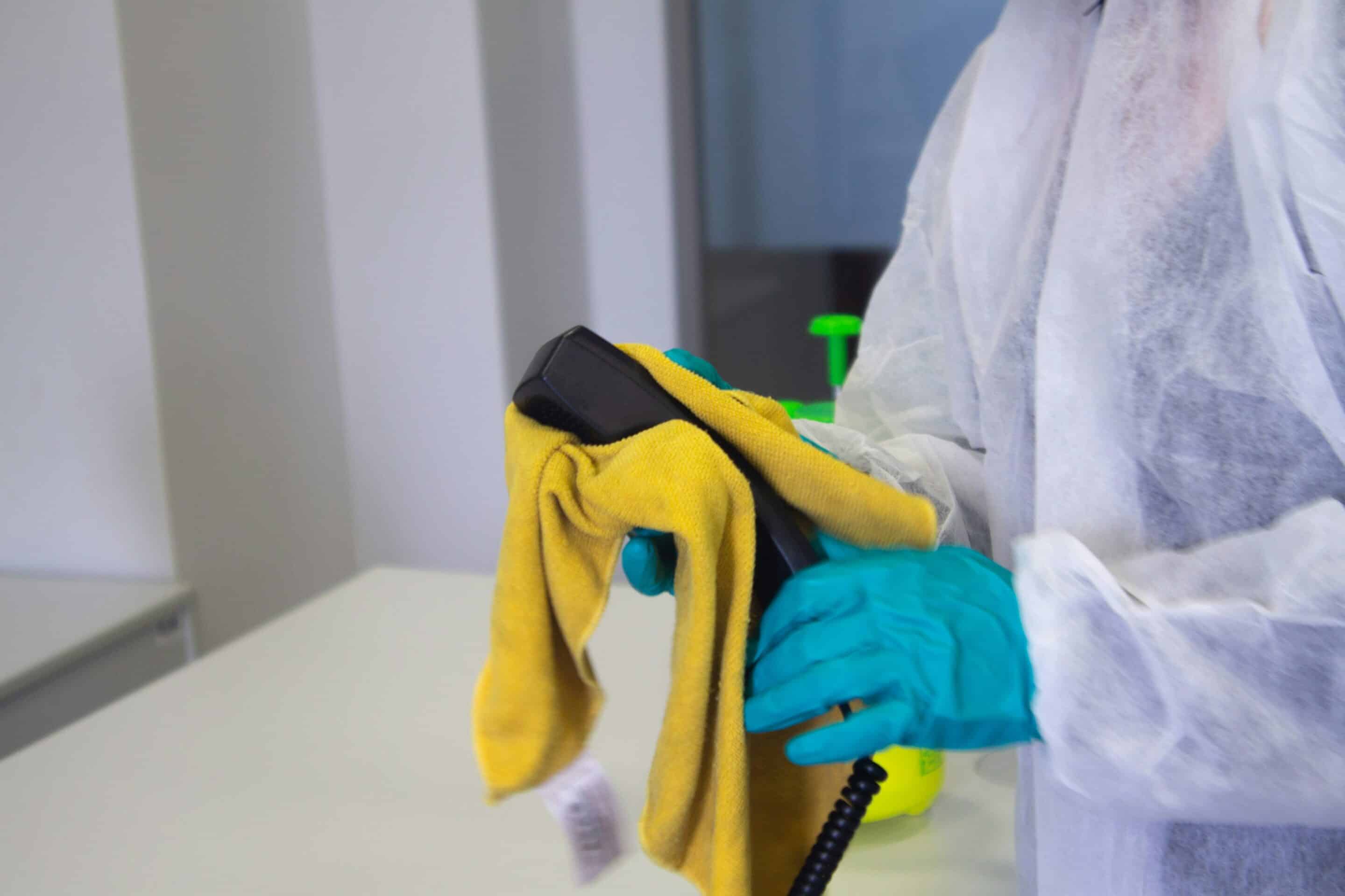 disinfecting a phone